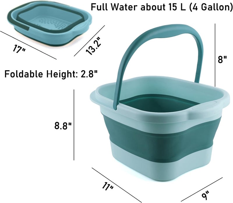 BOFA Eco Tableware Collapsible Foot Bath with Handle and Massage Acupoint, Foldable Foot Soaking Tub, Folding Pedicure Foot Soak Plastic Foot Bucket Foldable Laundry Basket - Image 3