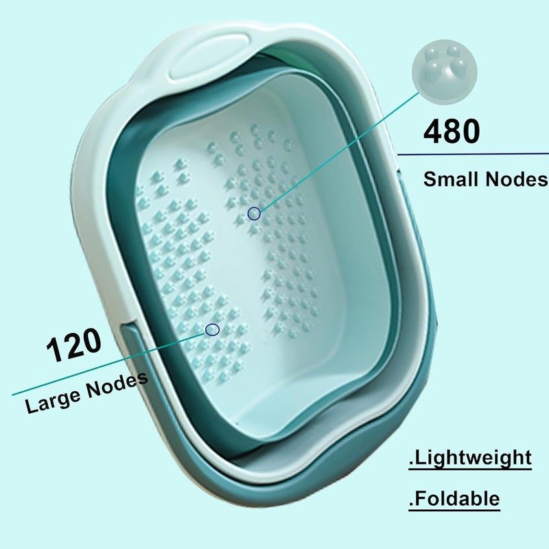 BOFA Eco Tableware Collapsible Foot Bath with Handle and Massage Acupoint, Foldable Foot Soaking Tub, Folding Pedicure Foot Soak Plastic Foot Bucket Foldable Laundry Basket - Image 2