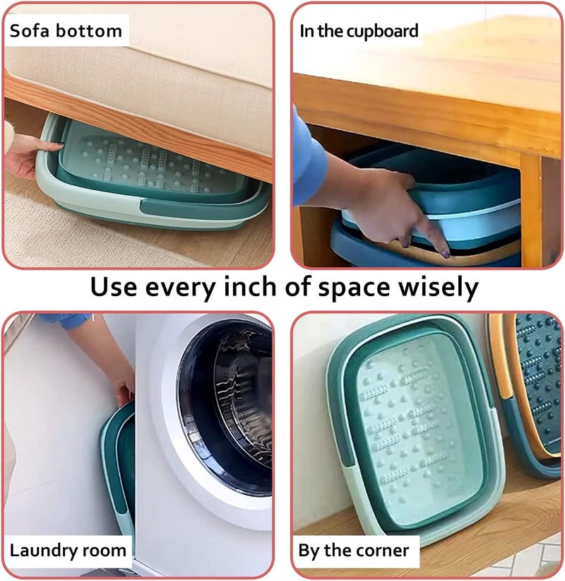 BOFA Eco Tableware Collapsible Foot Bath with Handle and Massage Acupoint, Foldable Foot Soaking Tub, Folding Pedicure Foot Soak Plastic Foot Bucket Foldable Laundry Basket - Image 4