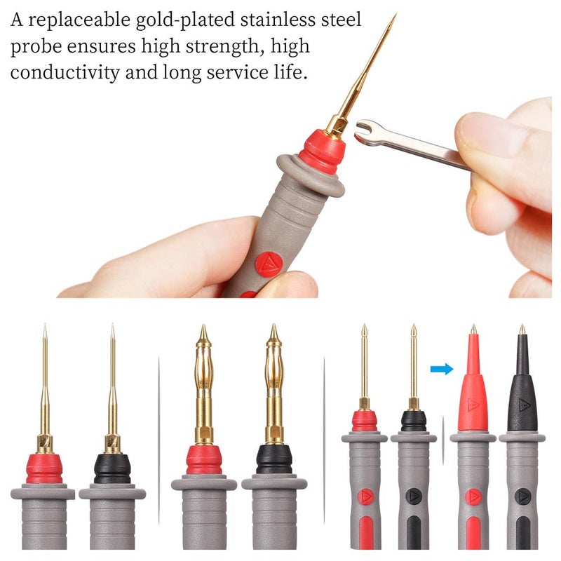 Bionso 25-Piece Multimeter Leads Kit, Professional and Upgraded Test Leads Set with Replaceable Gold-Plated Multimeter Probes, Alligator Clips, Test Hooks and Back Probe Pins. - Image 2