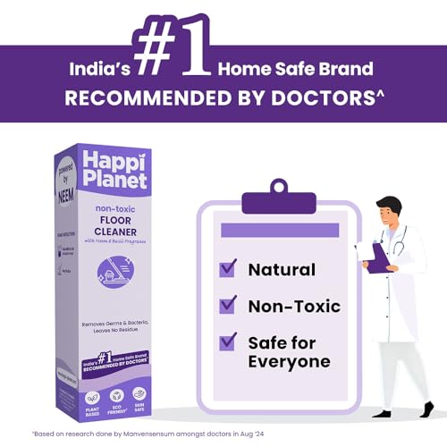 Happi Planet | Organic & Herbal Floor & Bathroom Cleaner, Powered by Neem | 3L | Freshness of Basil | Natural, Plant Based, Non-Toxic, Eco-Friendly | Pet & Baby Safe | Marble, Granite & Wood Safe - Image 2