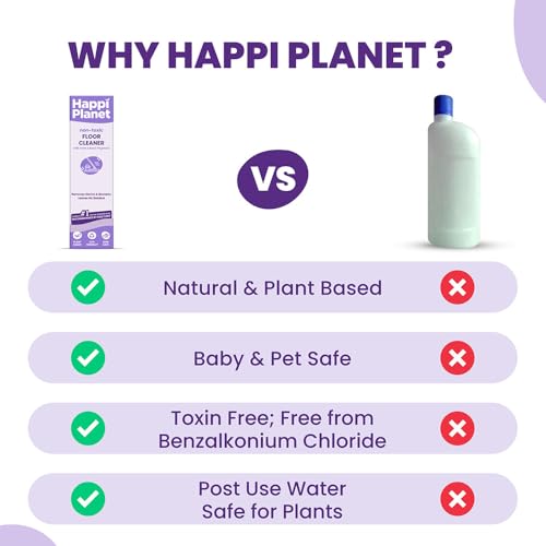 Happi Planet | Organic & Herbal Floor & Bathroom Cleaner, Powered by Neem | 3L | Freshness of Basil | Natural, Plant Based, Non-Toxic, Eco-Friendly | Pet & Baby Safe | Marble, Granite & Wood Safe - Image 5
