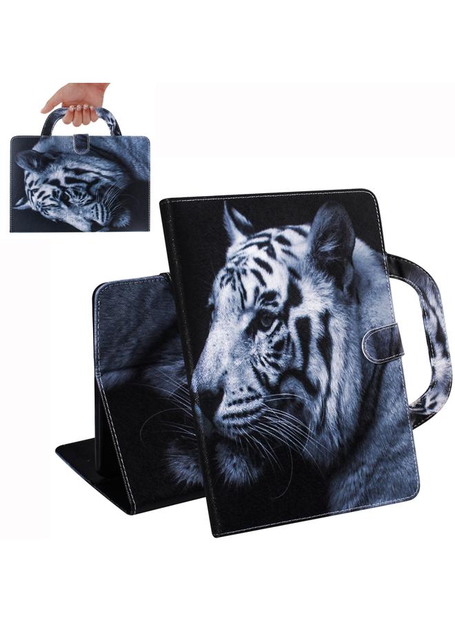 زبون حافظة لجهاز iPad 10.2 / 10.5 / Air 2019، حافظة جلدية أفقية قابلة للطي برسومات ملونة ثلاثية الأبعاد مع حامل وفتحة بطاقة ومحفظة ومقبض - Image 1