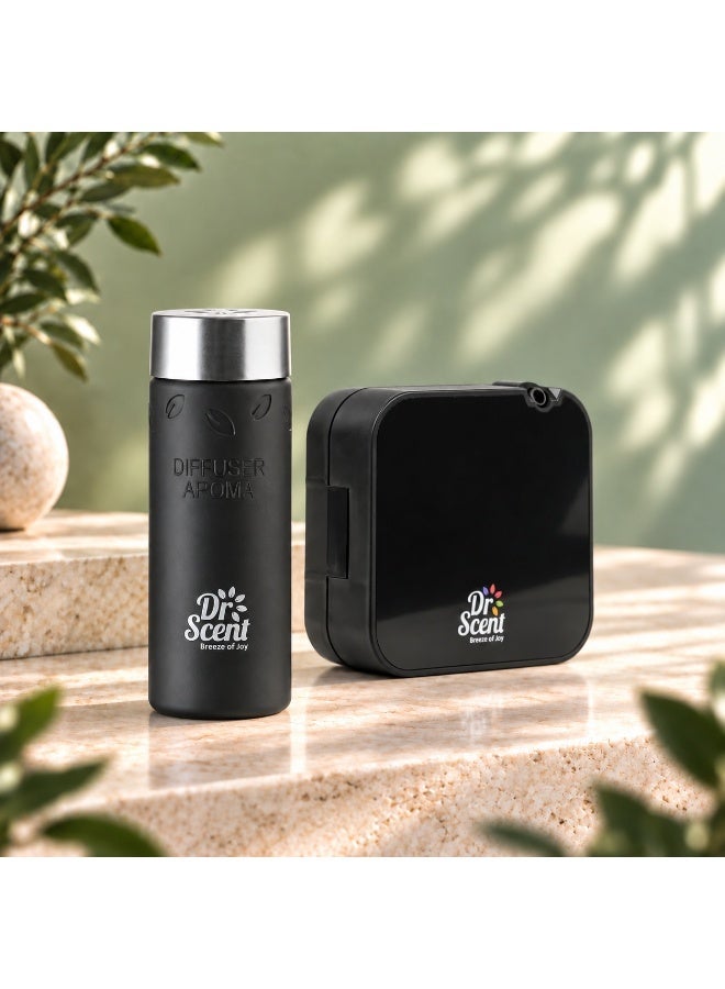 Dr Scent Smart Scent Cold Air Nano Diffuser 200ml (Black) + Passion Aroma Oil 170ml (Lime, Mandarin, Lily & Rose) – 2 in 1 Fragrance Bundle - Image 2
