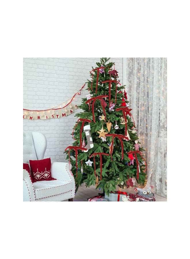 The Bros Christmas tree bow, twisted rural craft gifts, vintage ribbons, home Christmas decorations, wedding, outdoor, indoor, party decorations, red (28 pieces) - Image 2