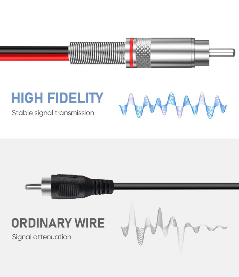 Pixelman RCA Plug to Speaker Wire Adapter (14AWG, 1Ft), Thicker Pure Copper Speaker Cable to RCA Male Adapter, RCA Plug Converter to Bare Wire for Subwoofer - Image 5