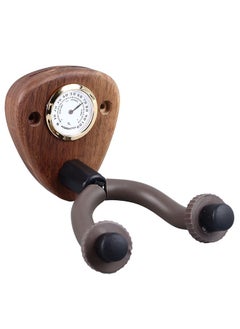 Thoraya Wall Mounted Guitar Hanger with Hygrometer Wood Anti Slip Multifunctional Guitar Hook for Violin Mandolin Bass Dark Color  - Image 2