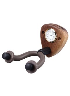 Thoraya Wall Mounted Guitar Hanger with Hygrometer Wood Anti Slip Multifunctional Guitar Hook for Violin Mandolin Bass Dark Color  - Image 5