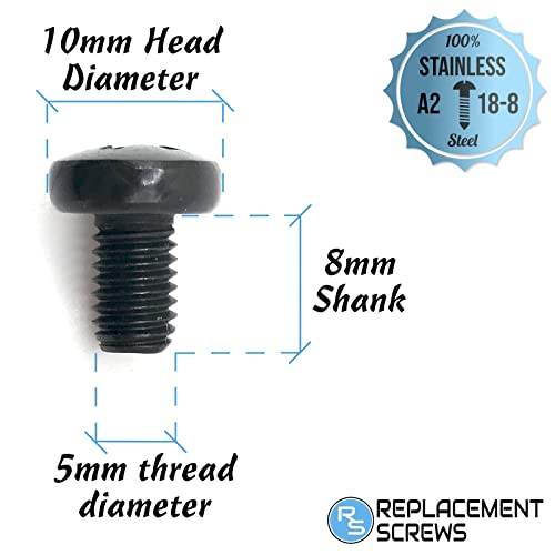 ReplacementScrews براغي لوحة الترخيص متوافقة مع تسلا موديل Y (My) - فولاذ مقاوم للصدأ - أكسيد أسود - طول متوسط - خلفي (عبوة من 4) - Image 2