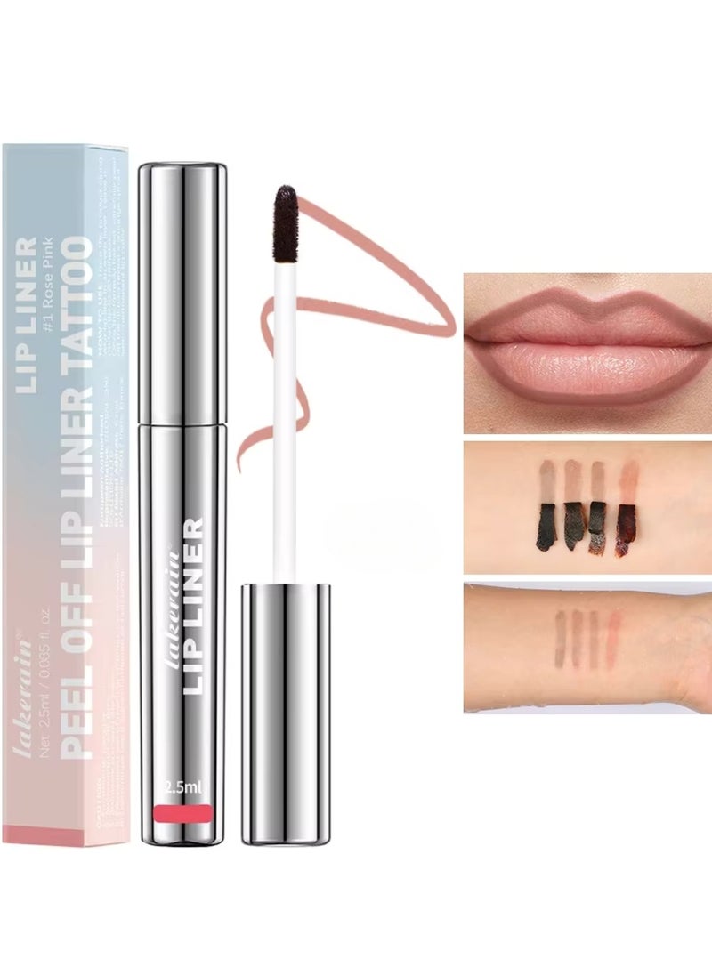 lakerain Peel Off Lip Liner Tattoo Peel Off Lip Stain Long Lasting Lip Stain Peel Off Infused with Hyaluronic Acid and Vitamin E Waterproof Long Lasting Highly Pigmented Matte Lip Tint Rose Pink 01  - Image 1