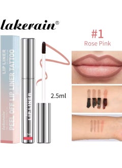 lakerain Peel Off Lip Liner Tattoo Peel Off Lip Stain Long Lasting Lip Stain Peel Off Infused with Hyaluronic Acid and Vitamin E Waterproof Long Lasting Highly Pigmented Matte Lip Tint Rose Pink 01  - Image 2