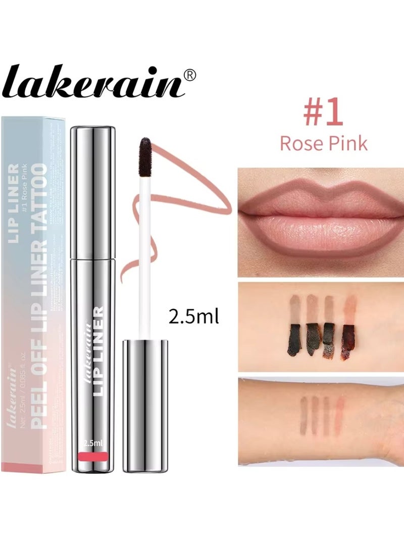 lakerain Peel Off Lip Liner Tattoo Peel Off Lip Stain Long Lasting Lip Stain Peel Off Infused with Hyaluronic Acid and Vitamin E Waterproof Long Lasting Highly Pigmented Matte Lip Tint Rose Pink 01  - Image 2
