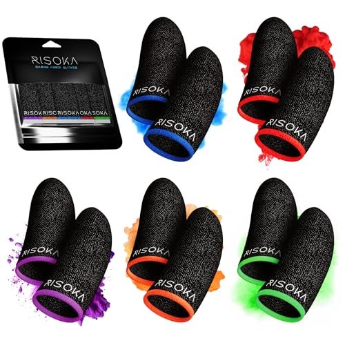 RISOKA 10 Pieces Gaming Finger Sleeves - Perfect Touchscreen Glide - Thumb Sleeve for Mobile Games - Dedales Gamer Profesionales - Phone Accessories - Image 1