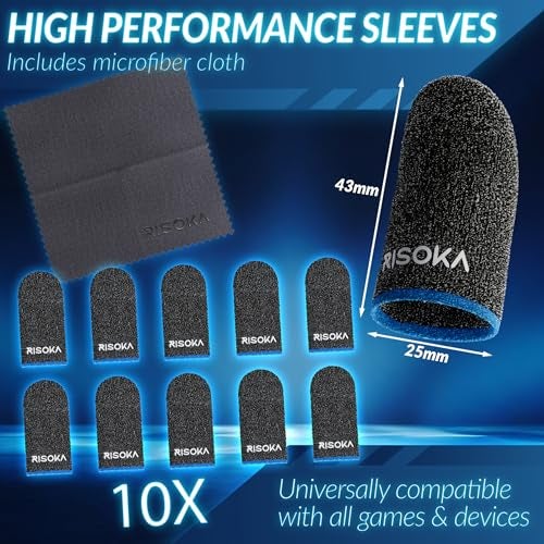 RISOKA 10 Pieces Gaming Finger Sleeves - Perfect Touchscreen Glide - Thumb Sleeve for Mobile Games - Dedales Gamer Profesionales - Phone Accessories - Image 2
