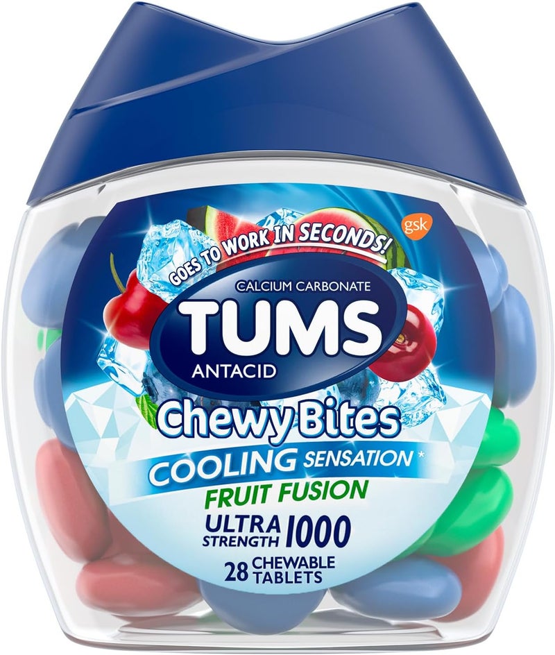 TUMS Chewy Bites Fast Cooling Sensation Antacid Fruit Fusion 28 Tablets Chewy Bites Assorted Berries Antacid 32 Count - Image 2