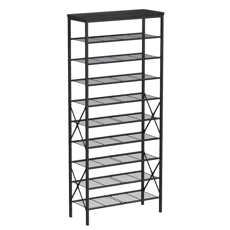 MILEFA 10 Tiers Shoe Storage Organizer, Large Capacity Shoe Shelf Holds 32 Pairs of Shoes,Black - Image 1