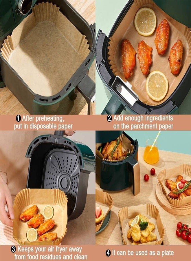fashionhome 50 Pieces Paper Plate Set Non-Stick Oil-Proof Food Grade Air Fryer Disposable Natural Parchment Paper Plate for Air Fryer Paper Liner for Baking Roasting Microwave  - Image 2