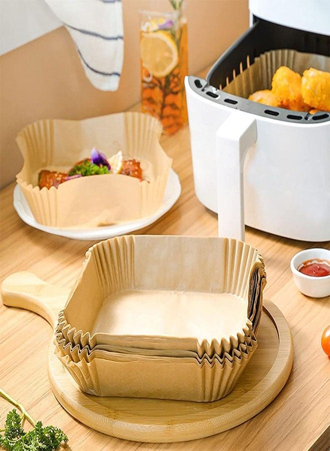 fashionhome 50 Pieces Paper Plate Set Non-Stick Oil-Proof Food Grade Air Fryer Disposable Natural Parchment Paper Plate for Air Fryer Paper Liner for Baking Roasting Microwave  - Image 3