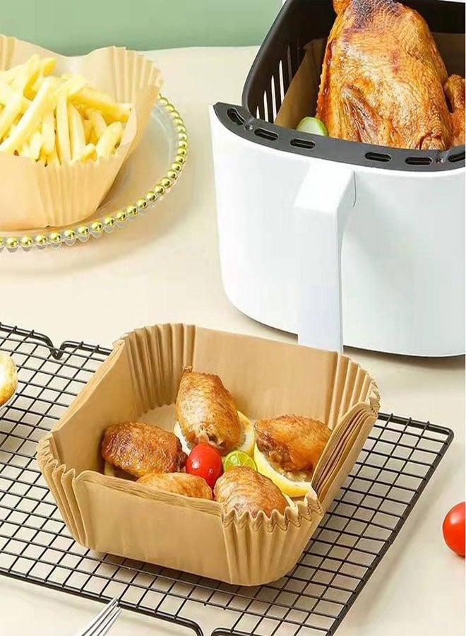 fashionhome 50 Pieces Paper Plate Set Non-Stick Oil-Proof Food Grade Air Fryer Disposable Natural Parchment Paper Plate for Air Fryer Paper Liner for Baking Roasting Microwave  - Image 4