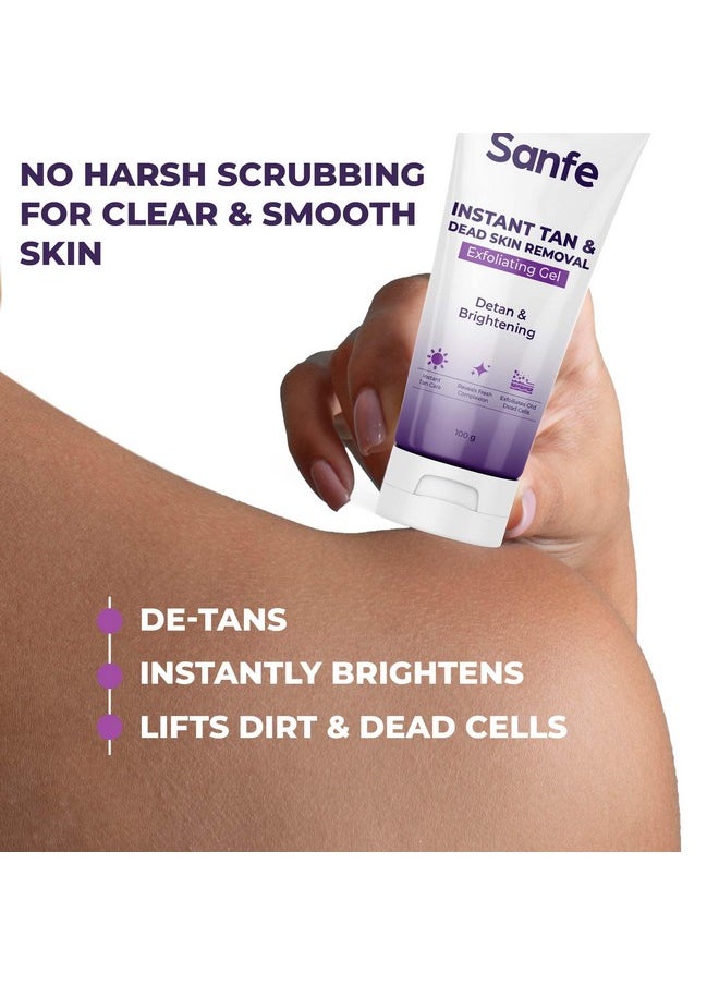 Sanfe - Instant Tan & Dead Skin Removal Exfoliating Gel | Visibly Removes Tan | Aha Exfoliation In Minutes | Smooth & Bright Skin | 100G - Image 1