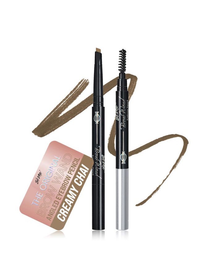 SKONE Cosmetics The Original Brow Wand Eyebrow Pencil with Brush - Dual-Sided Retractable Waterproof Long-Lasting Brown Eye Brow Pencils for Women with Sleek Eyebrows - Creamy Chai For Gray Hair  - Image 1