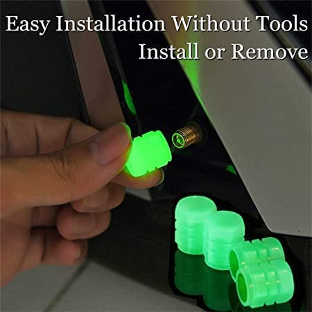 HETZON SALES Fluorescent Tyre Valve Cap Night Glow Luminous Wheel Covers Illuminated Tire Caps Ideal for Car, Bike, Bicycle, Truck (Pack of - 4, Green) - Image 2