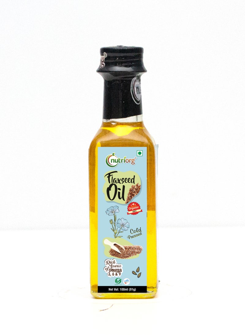 nutriorg Cold Pressed Organic Flax Seed Oil 100 ml Cold Pressed Omega 3 Rich - Image 1