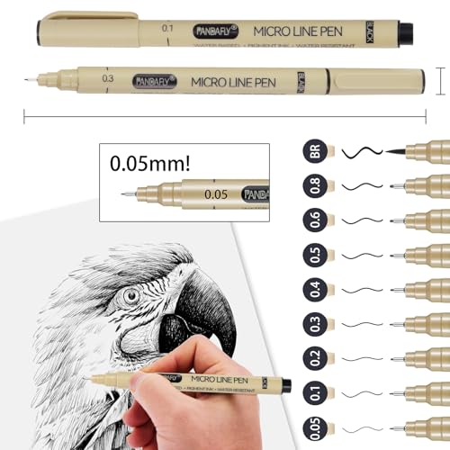 PANDAFLY Black Micro-Pen Fineliner Ink Pens, 9 Size Ultra Fine Point Pen, Waterproof Archival Ink, Multiliner Black Art Pens for Drawing, Sketching, Watercolor, Illustration, Bible, Anime, Manga - Image 2