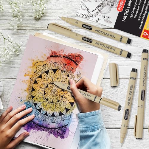 PANDAFLY Black Micro-Pen Fineliner Ink Pens, 9 Size Ultra Fine Point Pen, Waterproof Archival Ink, Multiliner Black Art Pens for Drawing, Sketching, Watercolor, Illustration, Bible, Anime, Manga - Image 4