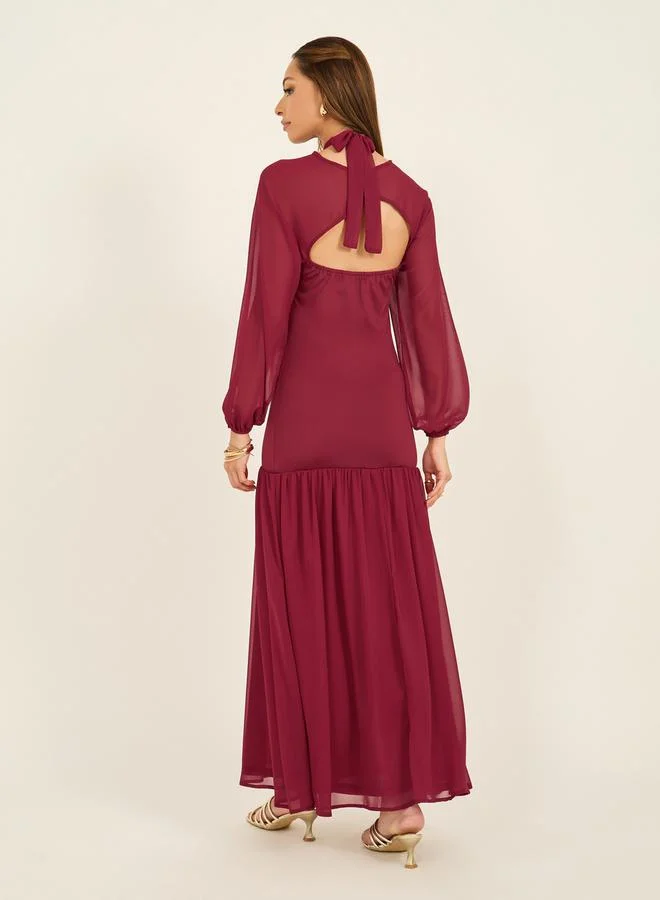 Styli Cutout Chiffon Dress