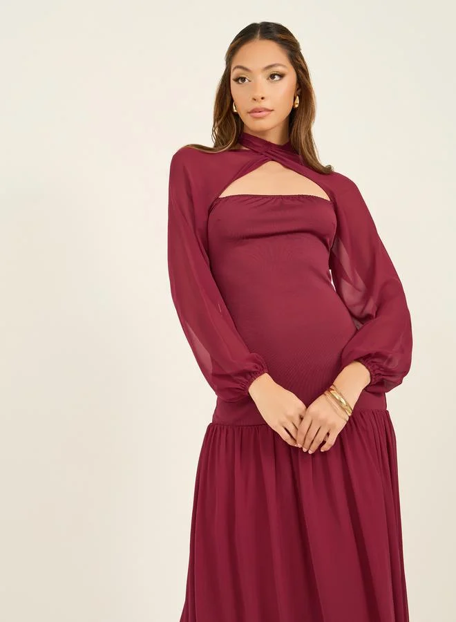Styli Cutout Chiffon Dress