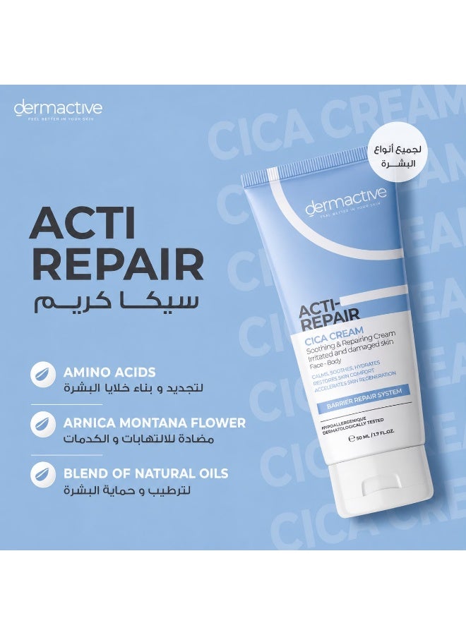 Dermactive Acti-Repair Cica Cream, Soothing & Repairing, Face & Body, 50ml - Image 4