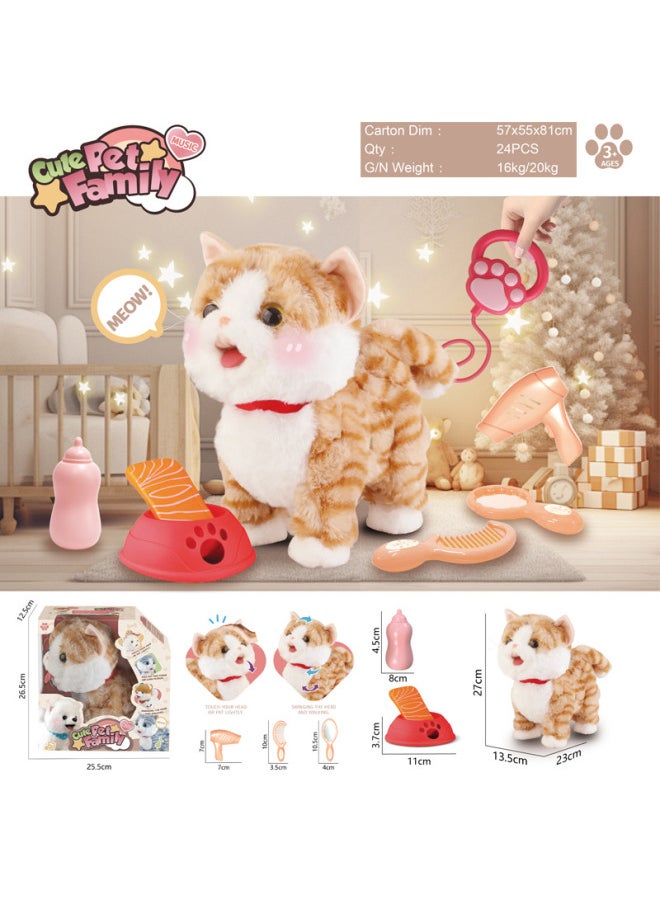 Electric Music Crawling Plush Pet Dog Repetition Learning To Speak Licking Tongue To Appease Coquetry Teddy Than Panda-Color:Repeat And Learn To Speak, Lick Your Tongue, Soothe The Coquettish Cat 4  - Image 1