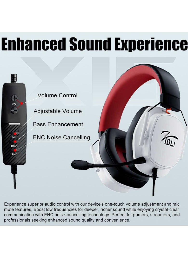 ZIDLI - ZIDLI LR-X1s Wired Gaming Headset - ENC Microphone, Lightweight Dual-Color, USB for PS5, Xbox, PC - Comfortable Earphones - Image 1