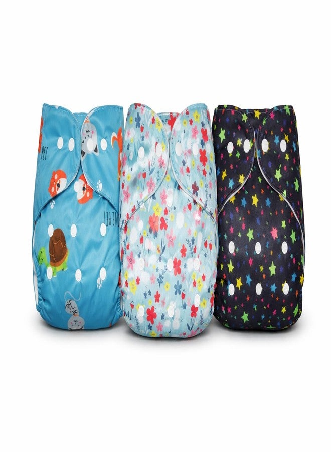 Viscous Cloth Baby Diaper Combo Pack | Leakage Proof Adjustable Cloth Diaper | Washable Reusable Diaper With Insert Pad | Infant Toddler Care Essentials | 3M To 3Years | Pack of 3 | Design -1 - Image 1