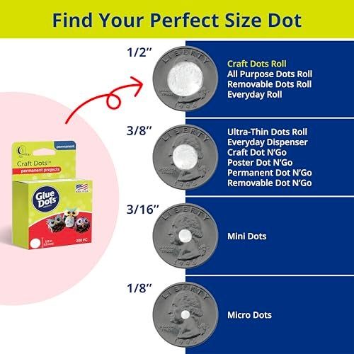 Glue Dots نقاط الغراء، نقاط الحرف، مزدوجة الجوانب، 1/2 بوصة، 0.5 بوصة، 200 نقطة، شريط غراء للحرف اليدوية، نقاط غراء لاصقة، بديل الغراء السائل الساخن، شفاف - Image 4