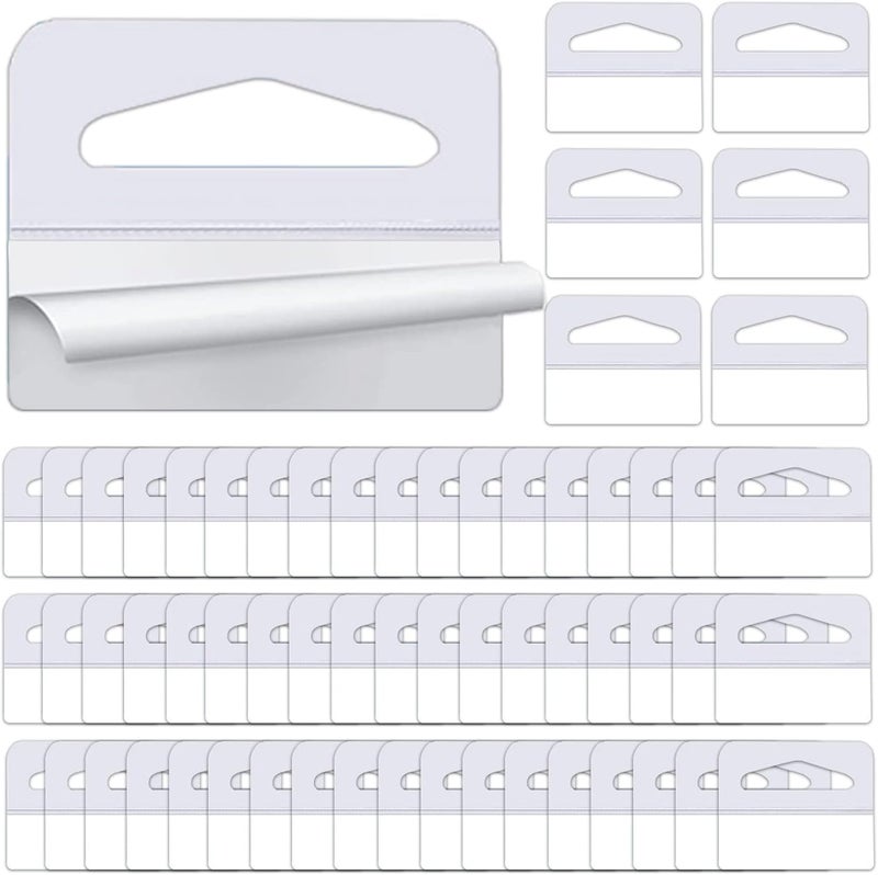 PUSNMI Hang Tags, Adhesive Tabs 200pcs Clear Self Adhesive Tabs Triangle Hang Tabs 1.6x1.3inch Clear Sticky Hanging Tabs for Store Retail Display Sale Items - Image 1