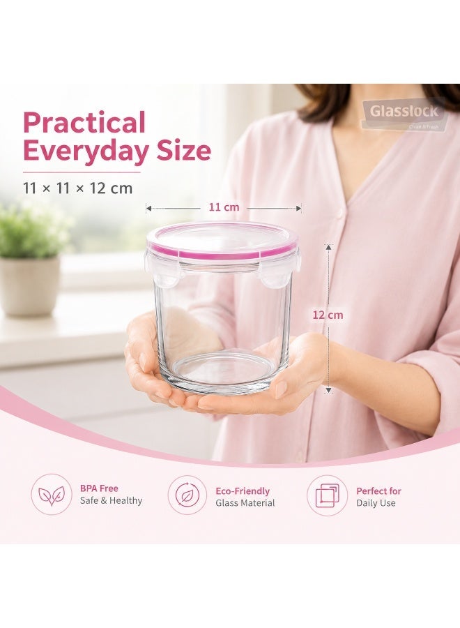Glasslock Glass Food Storage Container 720ml Round Airtight BPA Free Locking Lid Tempered Glass Microwave Freezer Dishwasher Safe Pink - Image 5