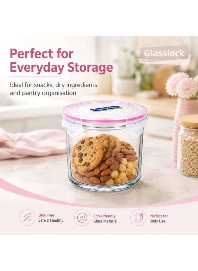 Glasslock Glass Food Storage Container 720ml Round Airtight BPA Free Locking Lid Tempered Glass Microwave Freezer Dishwasher Safe Pink - Image 4