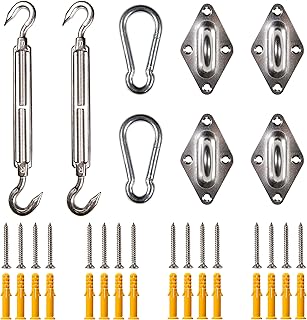 AMGO Amgo Square/Rectangle Sun Shade Sail Canopy Installation Hardware Kit Accessory 40 PC, 10 Inches Turnbuckles, 316  - Image 1