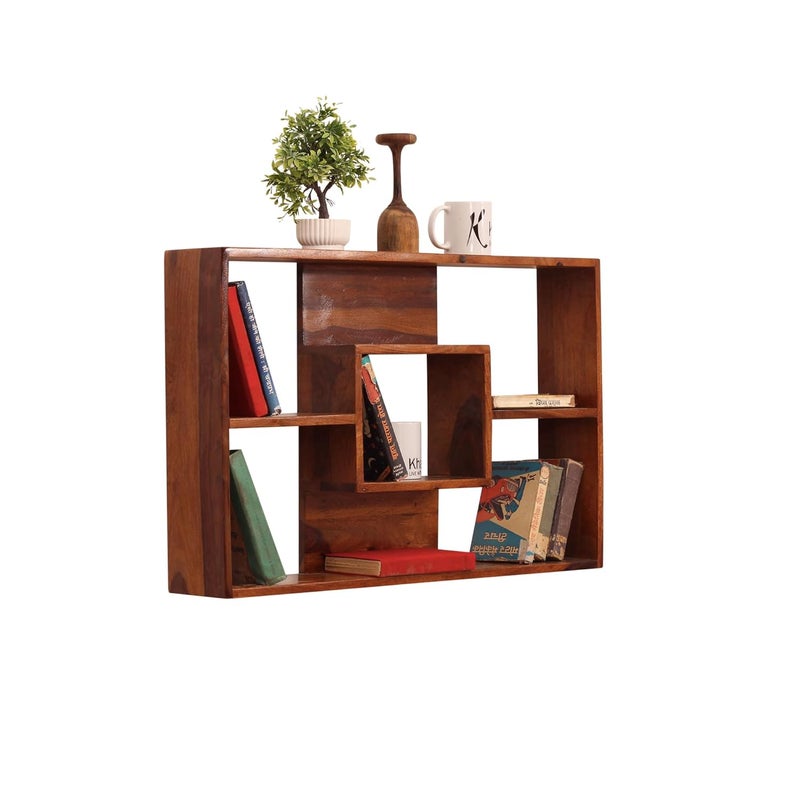 SheeshamCraft SheeshamCraft Ernista Hanging Solid Wood WallshelfBookshelf Natural Wood with Matte Finish ReadytoUse Natural Honey Oak  - Image 3