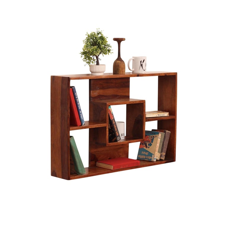 SheeshamCraft SheeshamCraft Ernista Hanging Solid Wood WallshelfBookshelf Natural Wood with Matte Finish ReadytoUse Natural Honey Oak  - Image 4