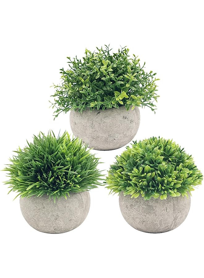 DHB tech Mini Artificial Plants Set 3 Pcs Small Fake Plants Faux Plants In Pots Modern Farmhouse Plants Home Decor Artificial Plants For Office Kitchen Bathroom Bedroom Mantle Shelf Living Room - Image 1