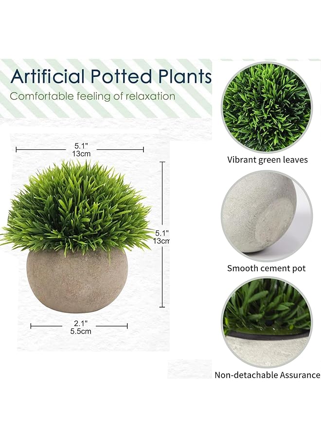 DHB tech Mini Artificial Plants Set 3 Pcs Small Fake Plants Faux Plants In Pots Modern Farmhouse Plants Home Decor Artificial Plants For Office Kitchen Bathroom Bedroom Mantle Shelf Living Room - Image 2