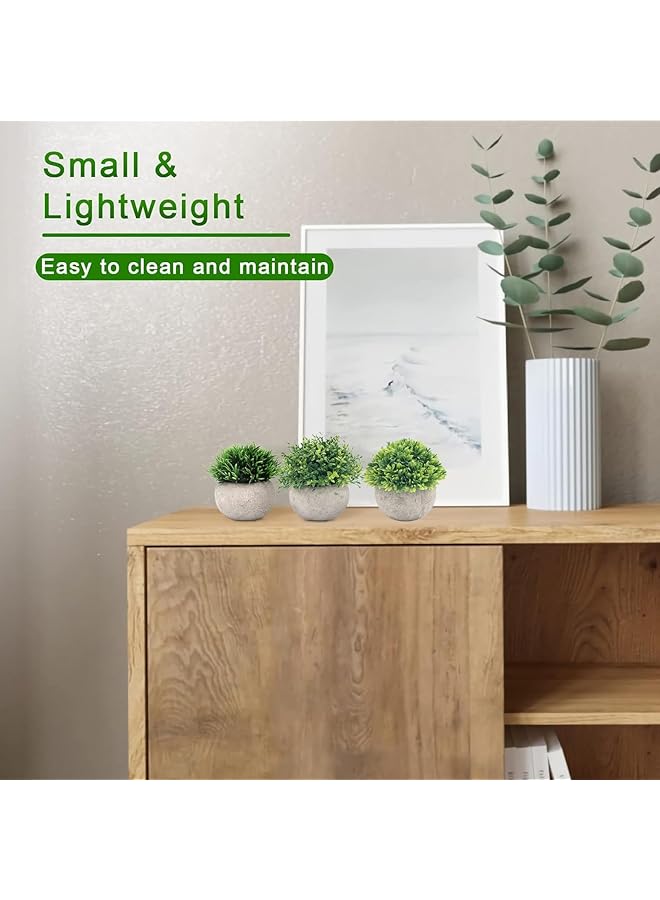 DHB tech Mini Artificial Plants Set 3 Pcs Small Fake Plants Faux Plants In Pots Modern Farmhouse Plants Home Decor Artificial Plants For Office Kitchen Bathroom Bedroom Mantle Shelf Living Room - Image 4