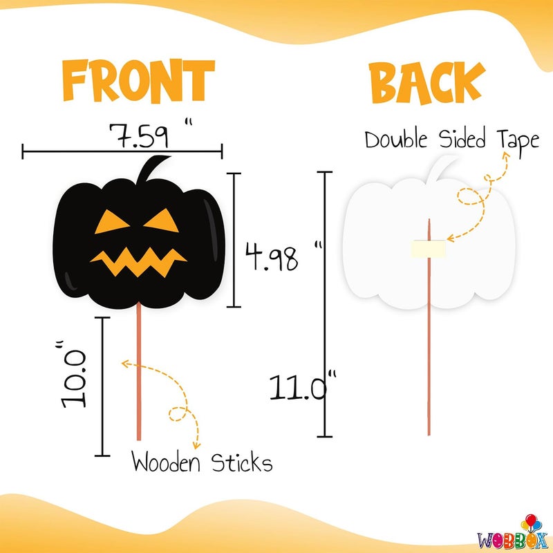 WOBBOX Halloween Party Prop Photo Booth Props DIY Kit with Bunting Banner for Party Supplies Featuring Boo Pumpkin Ghost Halloween Decorations Photo Booth Props (Combo YV) - Image 3