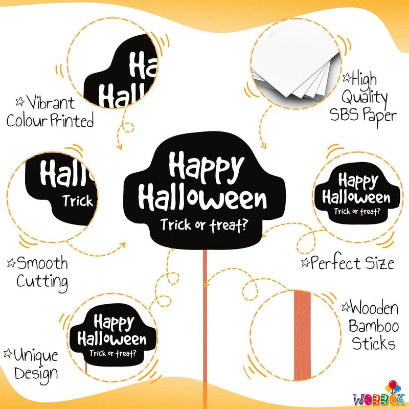 WOBBOX Halloween Party Prop Photo Booth Props DIY Kit with Bunting Banner for Party Supplies Featuring Boo Pumpkin Ghost Halloween Decorations Photo Booth Props (Combo YV) - Image 5