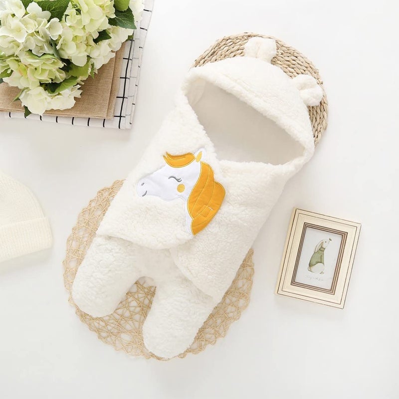 AAKRITI Warm Newborn Baby Sleeping Bag for Winter Baby Swaddling Blanket Single Hooded with Embroidered Blanket for 06 Months Baby Boys and Baby Girls Pack of 2  - Image 3