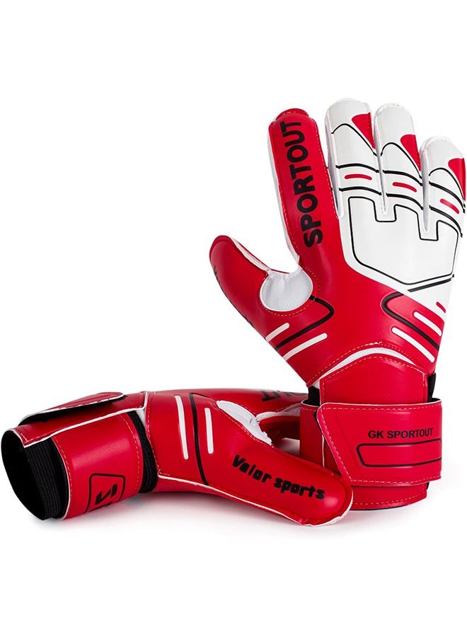 Sportout Youth & Adult Goalie Goalkeeper Gloves,Strong Grip for The Toughest Saves, with Finger Spines to Give Splendid Protection to Prevent Injuries, Red, 8#  - Image 5