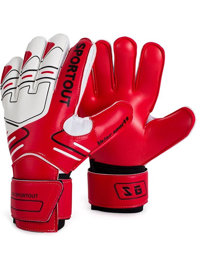 Sportout Youth & Adult Goalie Goalkeeper Gloves,Strong Grip for The Toughest Saves, with Finger Spines to Give Splendid Protection to Prevent Injuries, Red, 8#  - Image 2